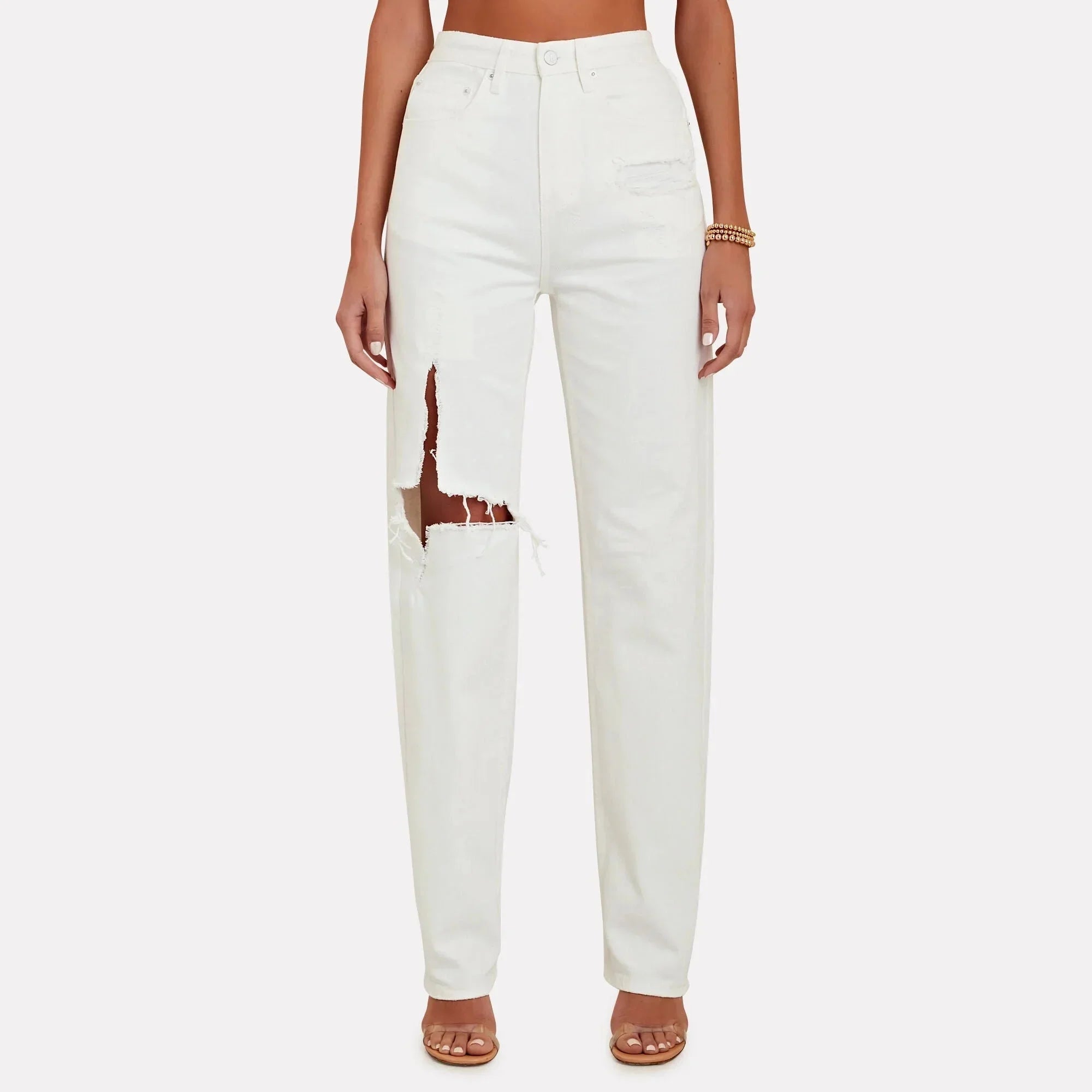 Ksubi Women's Playback Distressed Straight-Leg Jean Comfortable Zip-Up Skinny Jeans