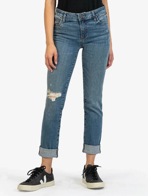 KUT Catherine Boyfriend Jean Trendy Cut-Off Denim Shorts