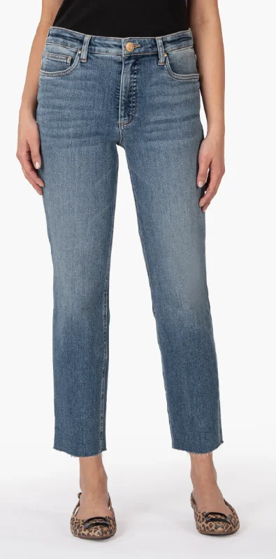 Kut Rachael High Rise Fab Ab Mom Jean Elegant Dark-Wash Bootcut Jeans
