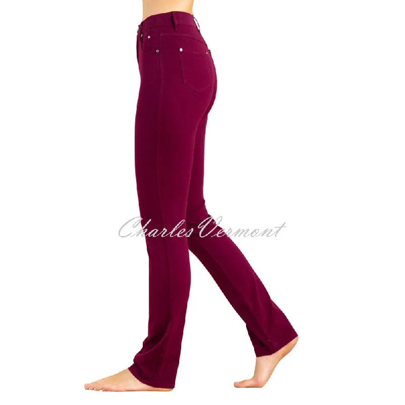 Marble Full Length Straight Leg Jean - Style 2403-205 (Berry) Trendy Pleated Waist Jeans Marble Full Length Straight Leg Jean - Style 2403-205 (Berry) Trendy Pleated Waist Jeans