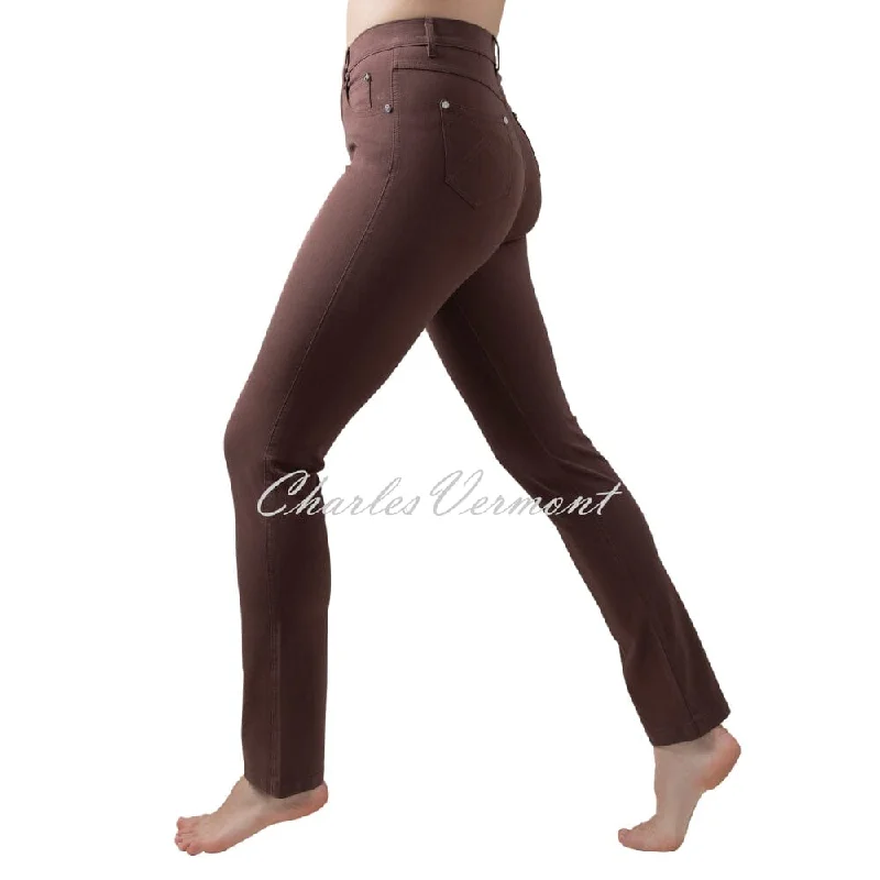 Marble Full Length Straight Leg Jean - Style 2403-220 (Chocolate) Elegant Raw Hem Jeans Marble Full Length Straight Leg Jean - Style 2403-220 (Chocolate) Elegant Raw Hem Jeans