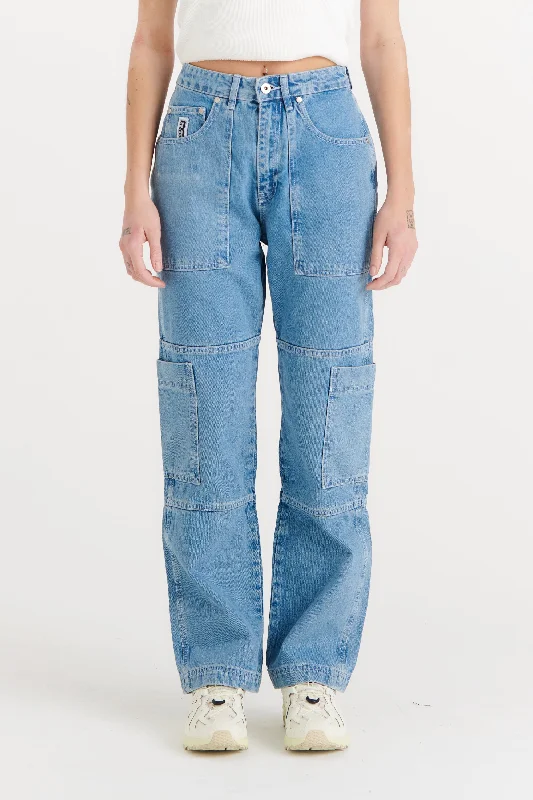 Organic Combat Jean Light Blue Trendy Colored Denim Jeans