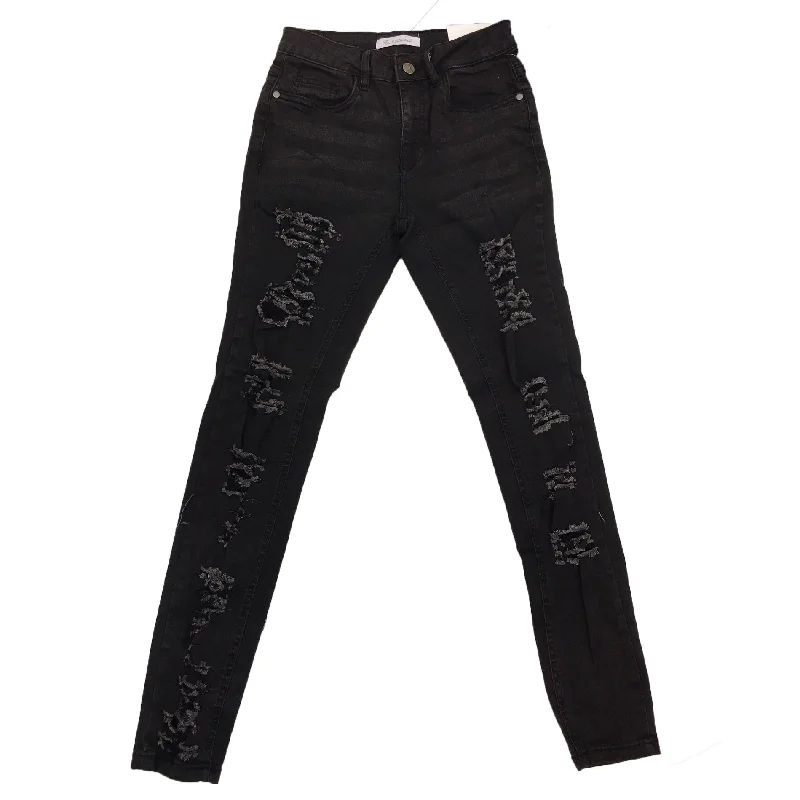 Pearl Collection Woman's Ripped Jean (Black) Stylish Acid-Wash Jeans