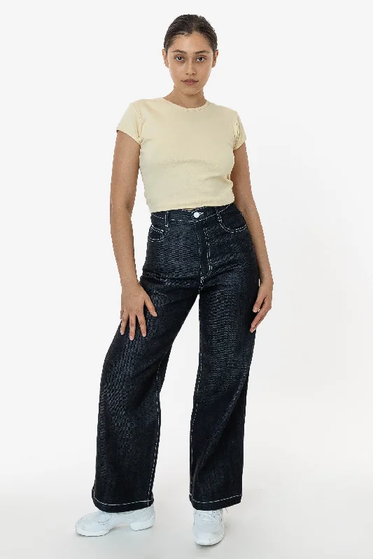 RDNW09 - Raw Dark Indigo High Waisted Wide Leg Denim Jean Classic Slim Fit Jeans