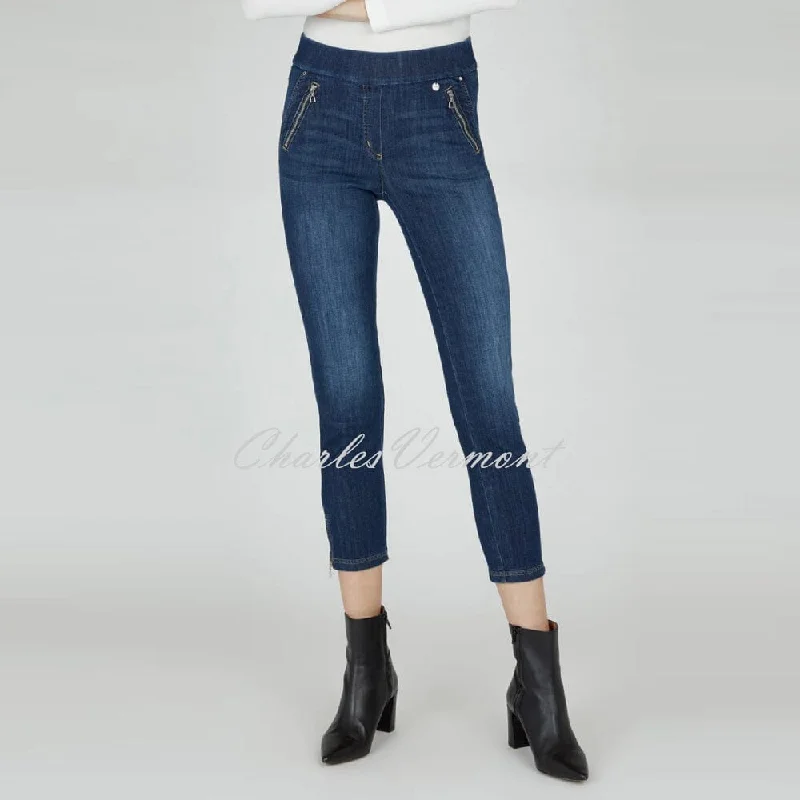 Robell Nena 09 - 7/8 Cropped Denim Jean 52489-54139-64 (Blue Denim) Elegant High-Waisted Flared Jeans Robell Nena 09 - 7/8 Cropped Denim Jean 52489-54139-64 (Blue Denim) Elegant High-Waisted Flared Jeans