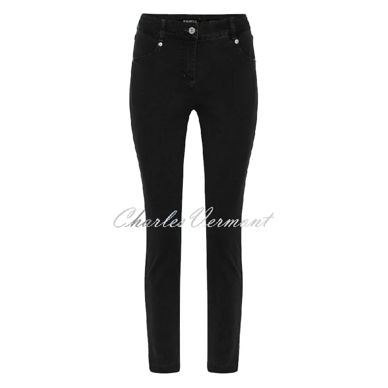 Robell Star 09 - 7/8 Cropped Denim Jean 51474-5448-90 (Black Denim) Classic Slim Fit Jeans Robell Star 09 - 7/8 Cropped Denim Jean 51474-5448-90 (Black Denim) Classic Slim Fit Jeans