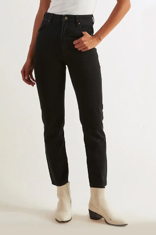 Rollas - Dusters High Rise Slim Jean, Comfort Black Cozy Relaxed Fit Jeans