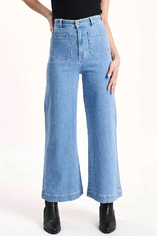 ROLLAS Womens Sailor Jean Lilah Blue Trendy Paperbag Waist Jeans