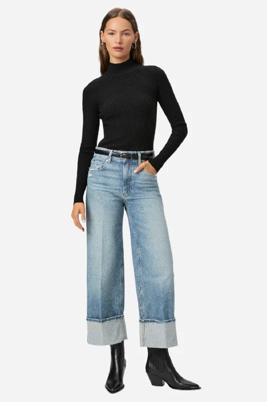 Paige Sasha Ankle Wide Leg Jean in Storybook Distressed Chic Double Waistband Jeans
