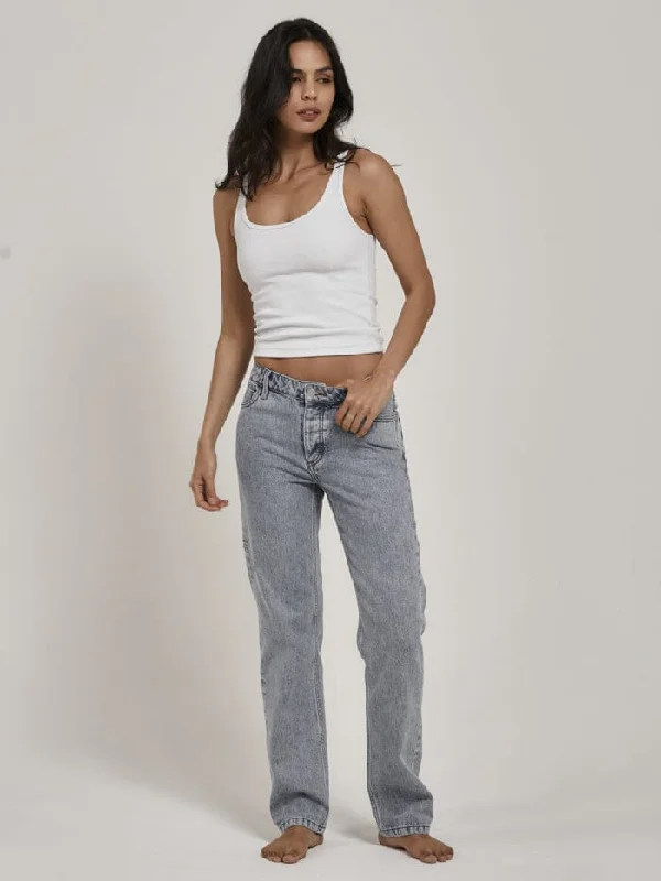 Saskia Low Straight Jean - Garage Blue Fashionable Cropped Denim Jeans