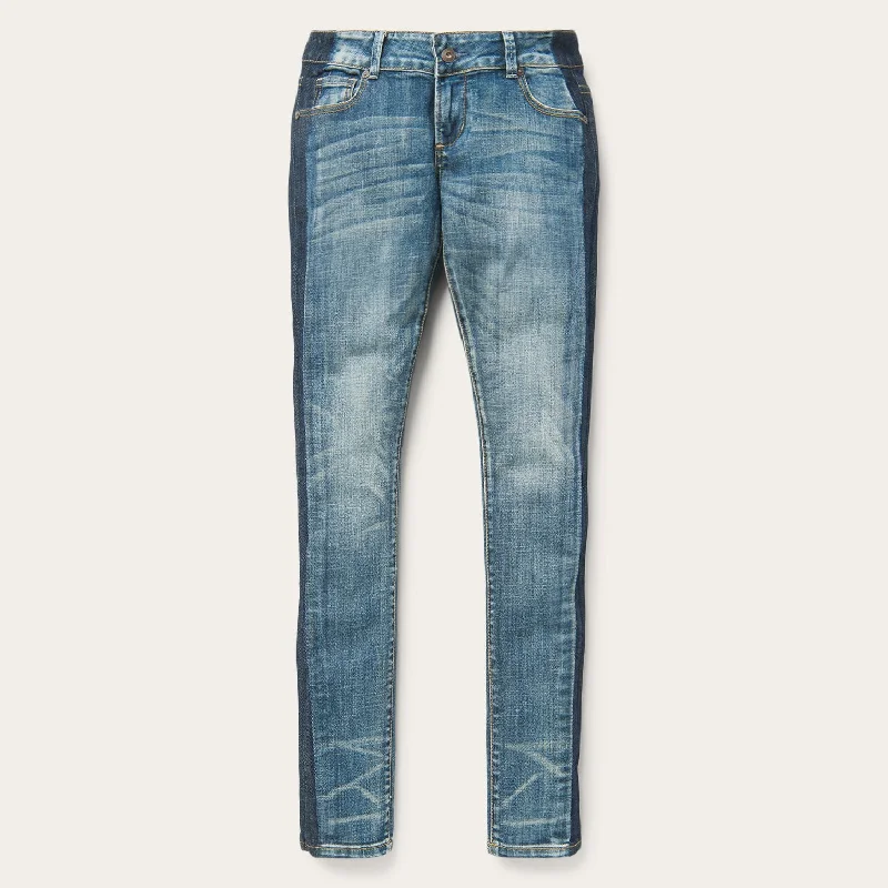Skinny Fit Stripe Leg Jean Classic Blue Denim Jeans