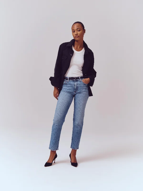 Amber Mid-Rise Slim Jean Comfortable Folded Hem Jeans
