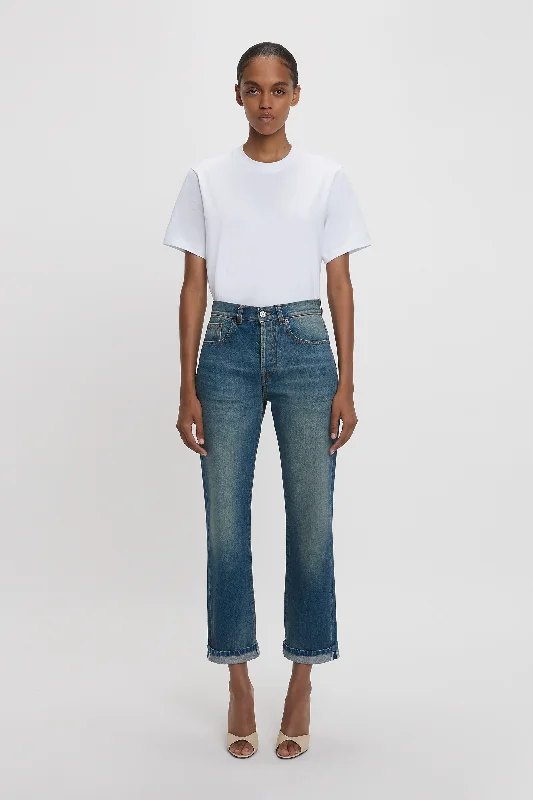 Exclusive Victoria Relaxed Jean In Mid Blue Stylish Slim Fit Denim