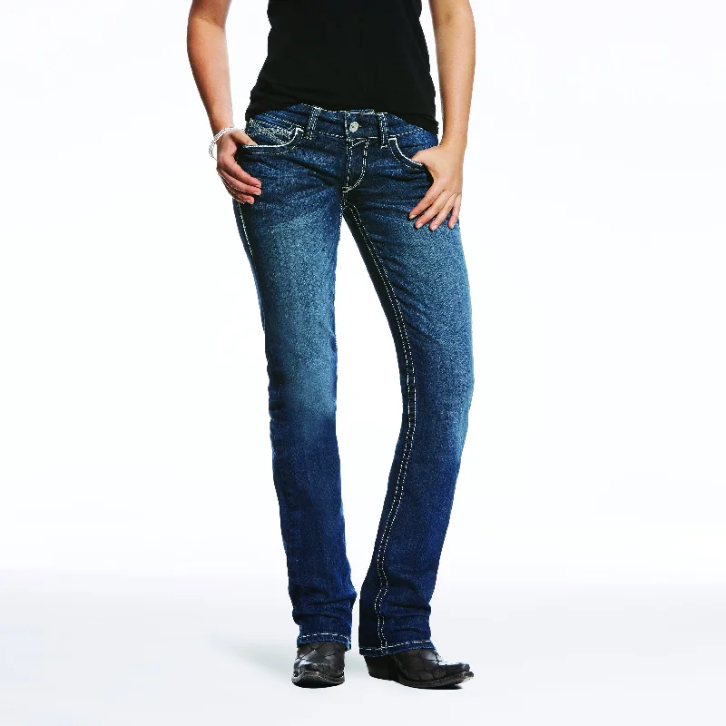 Women's Ariat R.E.A.L. Mid-Rise Straight Leg Ivy Jean #10024300 Stylish Acid-Wash Jeans