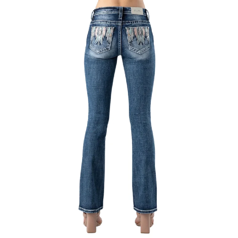 Women's Pastel Multi Aztec Print Pocket Jean By Miss Me - M9125B Stylish High-Rise Mom Jeans Women's Pastel Multi Aztec Print Pocket Jean By Miss Me - M9125B Stylish High-Rise Mom Jeans