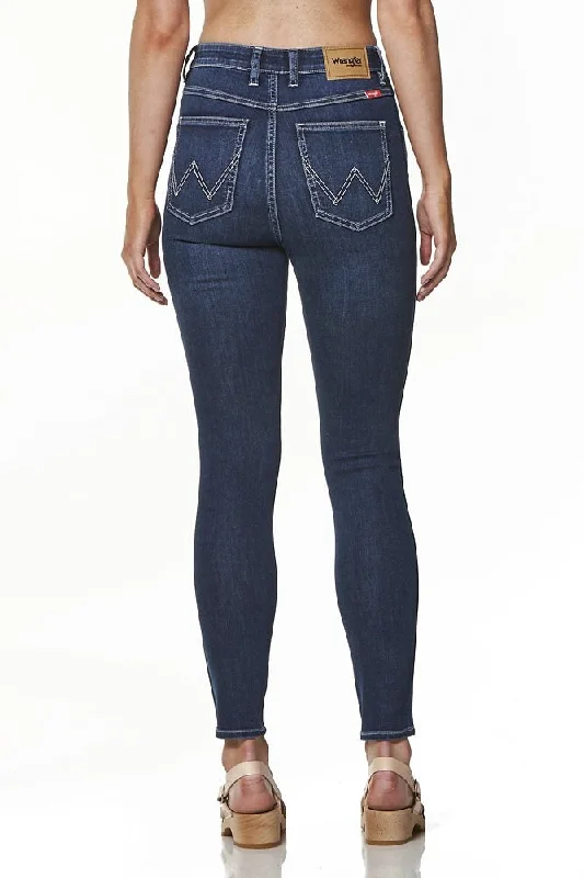 Wrangler Womens Hi Pins Cropped Jean Motel Blues Trendy Paperbag Waist Jeans