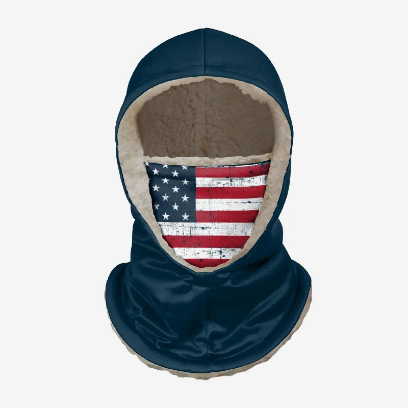 Americana Hooded Gaiter Hoodie with Metallic Shiny Futuristic