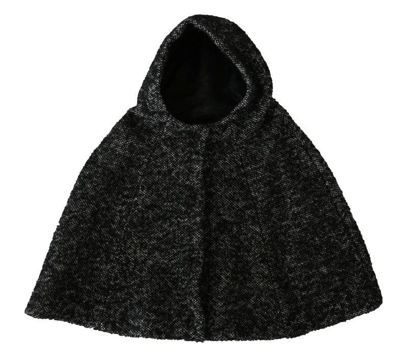 Dolce & Gabbana Elegant Gray Wool Hooded Scarf by Iconic Italian Label Hoodie with Hood Adjustable Protection