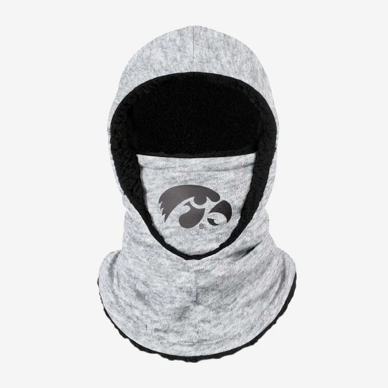 Iowa Hawkeyes Heather Grey Big Logo Hooded Gaiter Hoodie with Crew Neck Simple Timeless