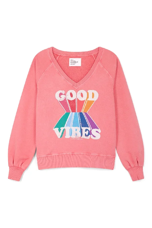 Sweatshirt Shiva Shiva Jc55 Vibes Coral Hoodie with Half-Zip Sporty Casual