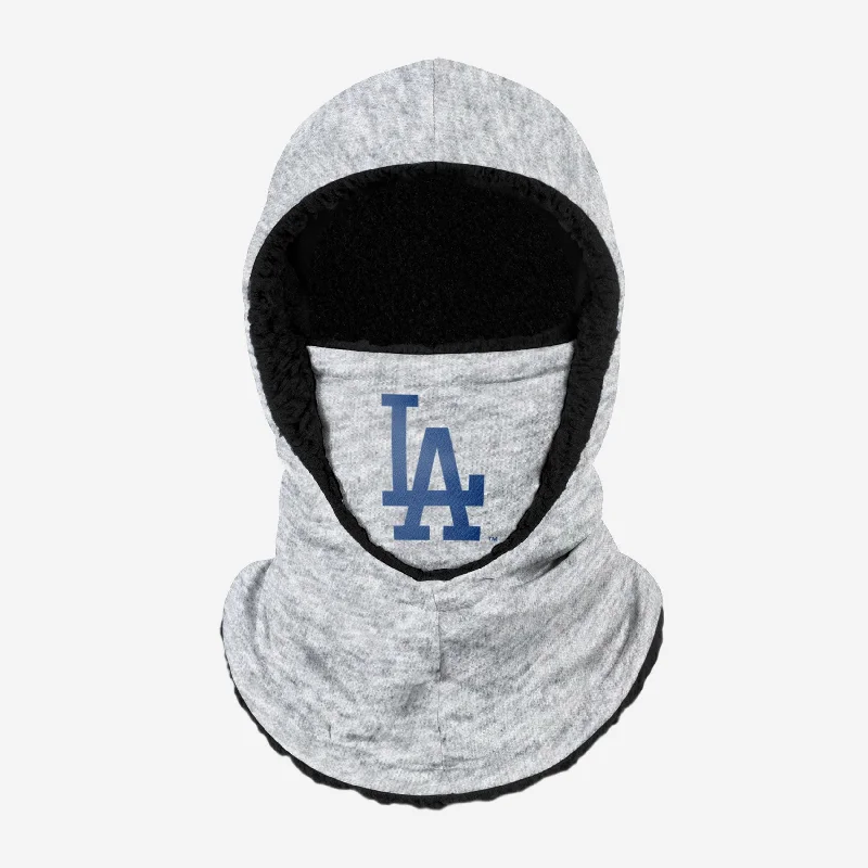 Los Angeles Dodgers Heather Grey Big Logo Hooded Gaiter Hoodie with Slit Hem Functional Movement