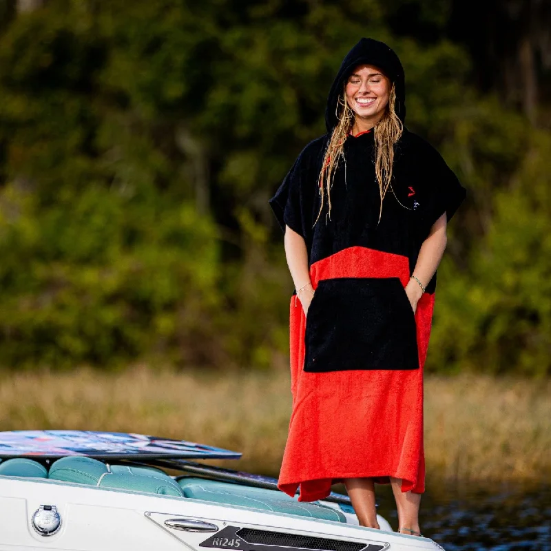 Phase 5 50/50 Hooded Towel in Red Hoodie with Metallic Shiny Futuristic