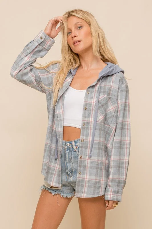 Plaid Hoodie Hoodie with Embroidery Detailed Premium