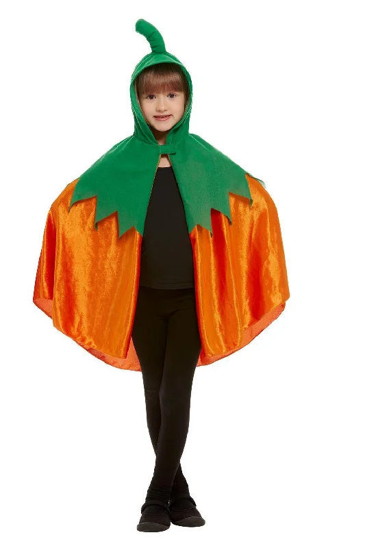 Pumpkin Hooded Halloween Cape for Kids Hoodie with Metallic Shiny Futuristic