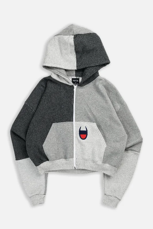 Rework Champion Crop Zip Hoodie - M Hoodie with Zipper Placket Modern Functional