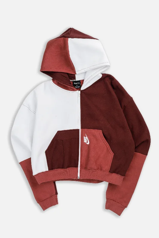 Rework Nike Crop Zip Hoodie - M Hoodie with Snap Buttons Easy Quick