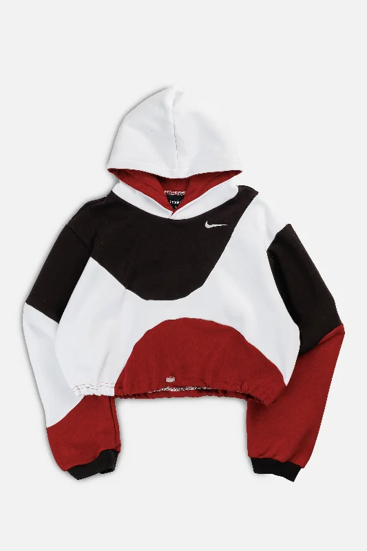 Rework Nike Wave Crop Sweatshirt - L Hoodie with Monochrome Minimalist Simple