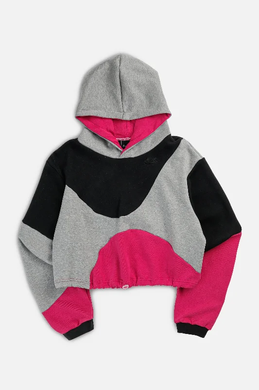 Rework Nike Wave Crop Sweatshirt - M Oversized Hoodie Comfort Casual