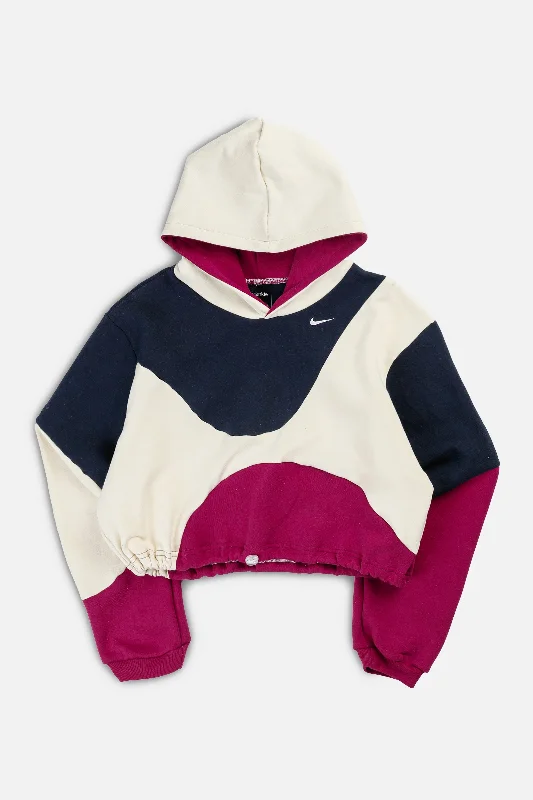 Rework Nike Wave Crop Sweatshirt - M Hoodie with Puffed Sleeves Voluminous Trendy