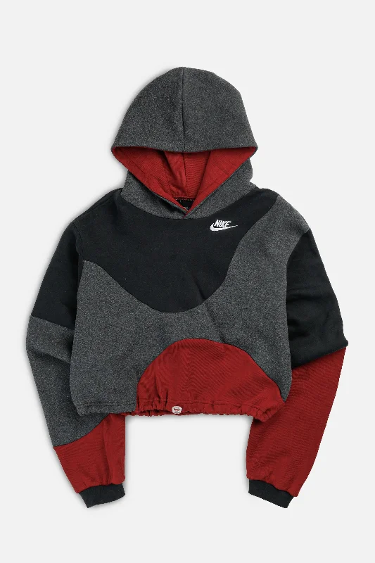 Rework Nike Wave Crop Sweatshirt - S Hoodie with Fur Luxurious Winter