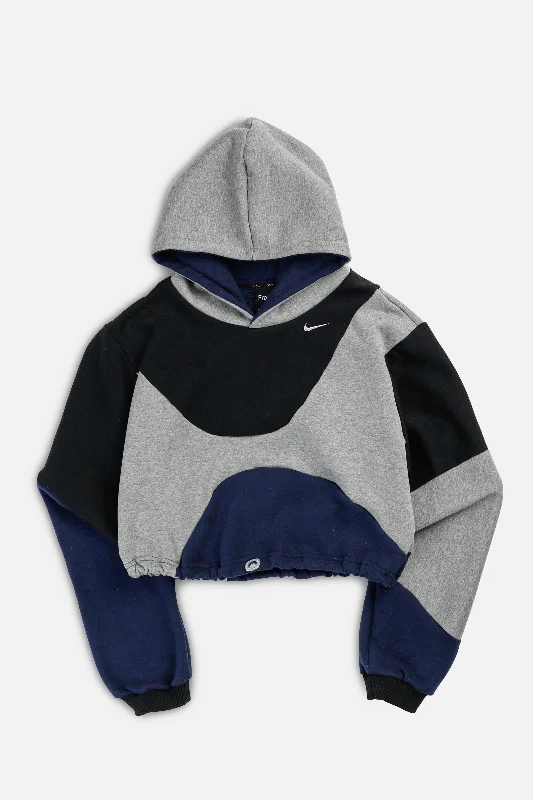 Rework Nike Wave Crop Sweatshirt - XS Hoodie with Snap Buttons Easy Quick