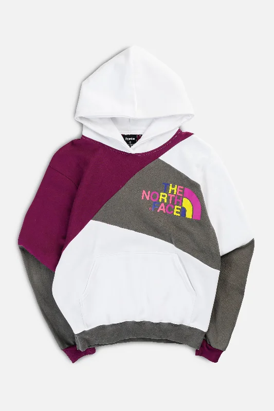 Rework North Face Patchwork Sweatshirt - S Hoodie with Cropped Fit Short Trendy