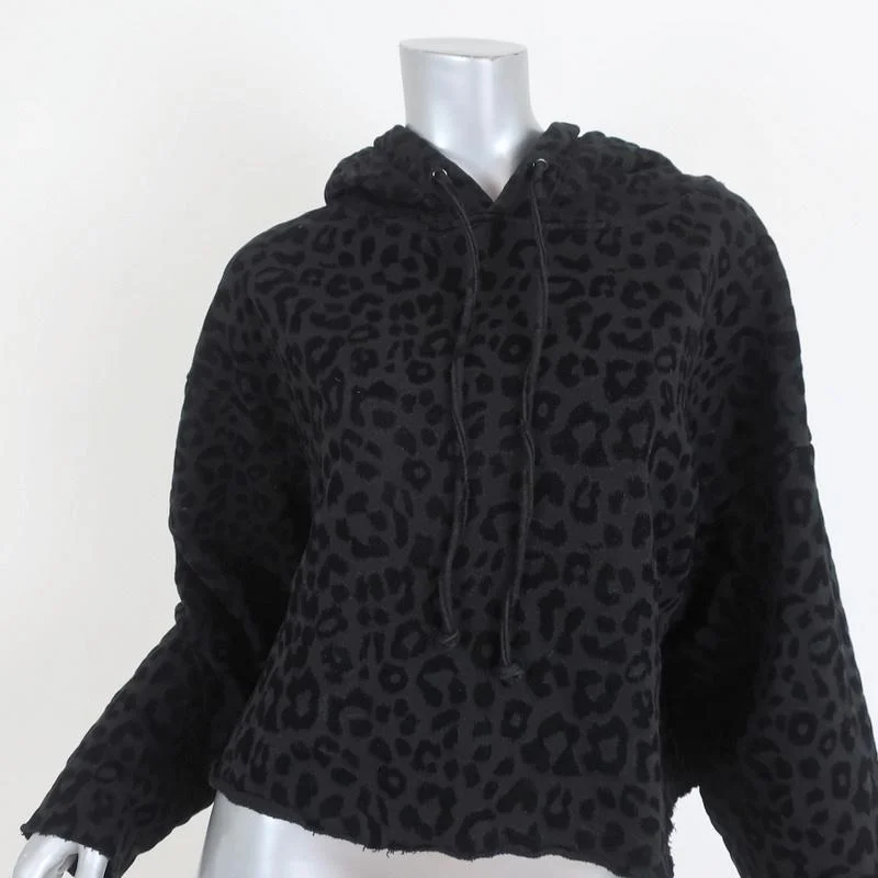 RtA Hoodie Sweatshirt Marvin Black Leopard Burnout Size Small Hoodie with Hidden Zipper Minimalist Clean