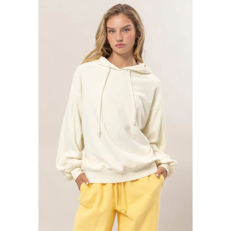 Seam-Detail Oversized Hoodie Hoodie with Mock Neck Collared Structured