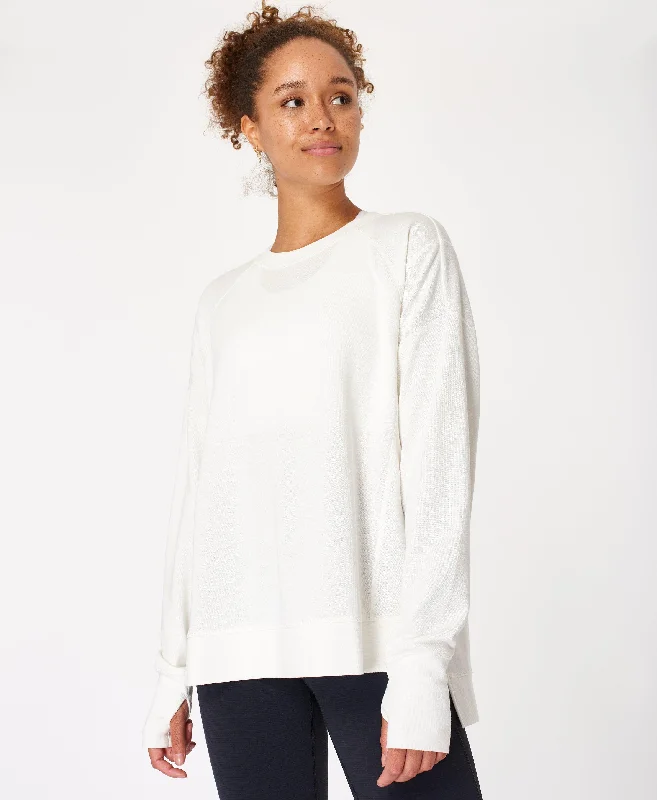 After Class Crop Sweatshirt Sb5622c Lily-White Hoodie with Rolled Sleeves Casual Relaxed