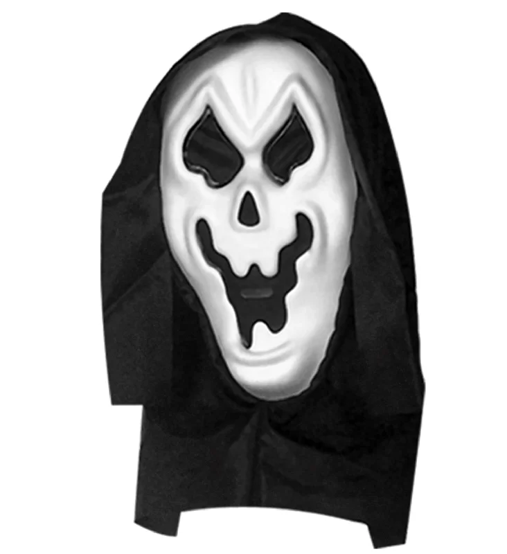 White Ghost Hooded Mask Hoodie with Lining Warm Insulated