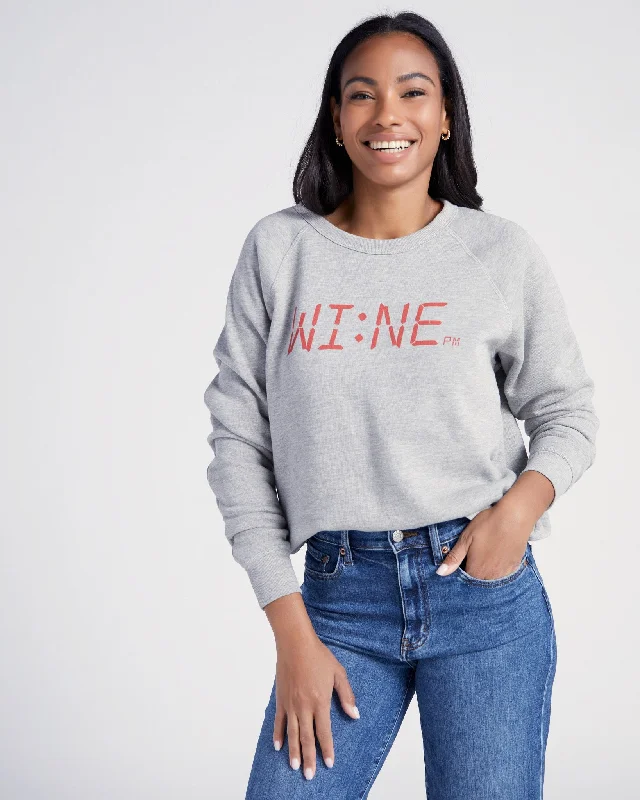 Wine Time Graphic Sweatshirt Hoodie with Color Block Contrast Stylish