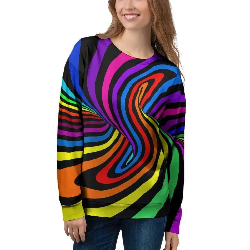 Abstract Colorful Psychedelic Women's Sweatshirt Hoodie with Slit Hem Functional Movement