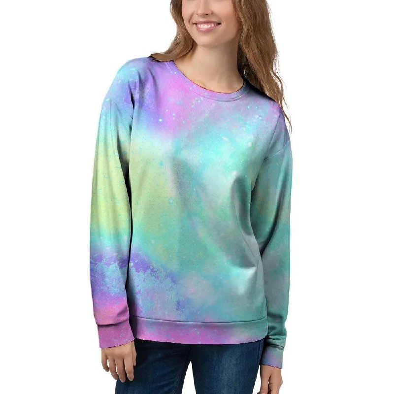 Abstract Psychedelic Holographic Women's Sweatshirt Hoodie with Snap Buttons Easy Quick