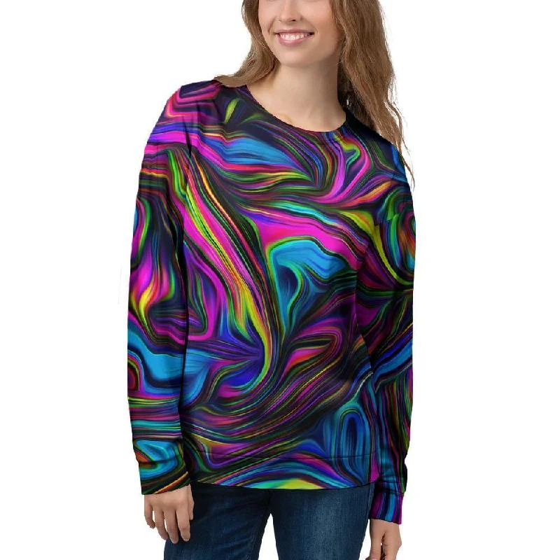 Abstract Psychedelic Women's Sweatshirt Hoodie with Hidden Zipper Minimalist Clean