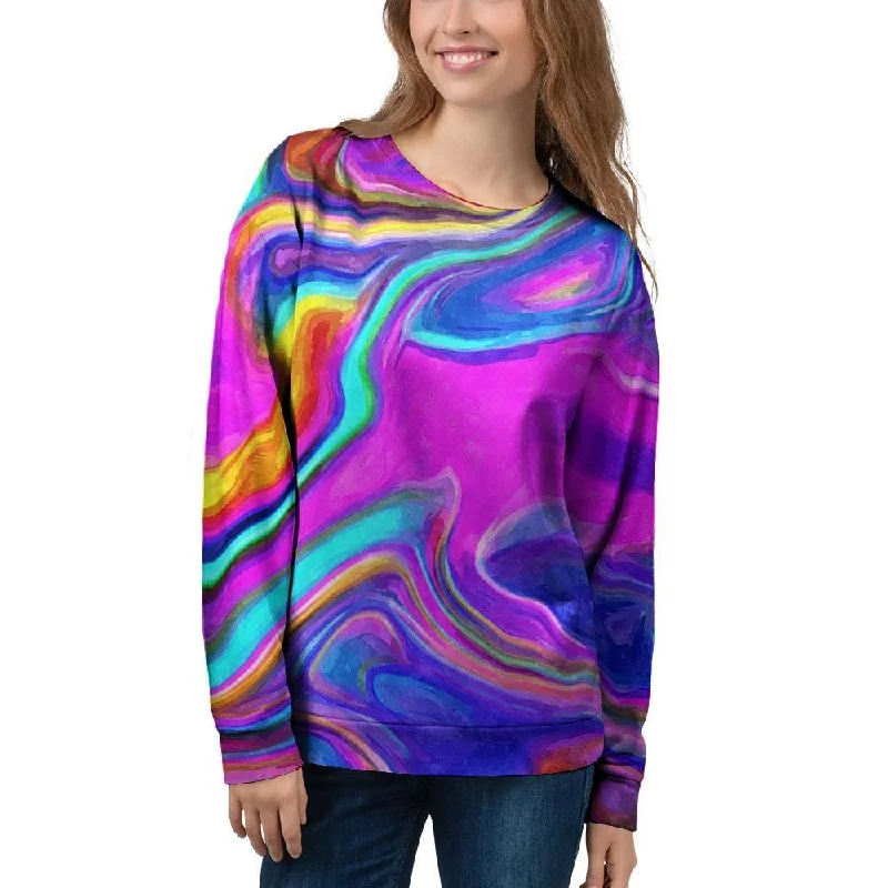 Abstract Purple Women's Sweatshirt Hoodie with Turtle Neck Cozy Winter