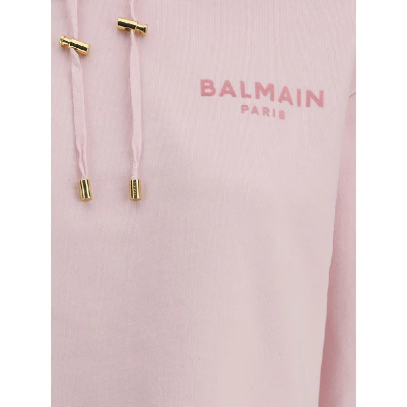 Balmain Cropped Hoodie Hoodie with Back Slit Movement Comfort