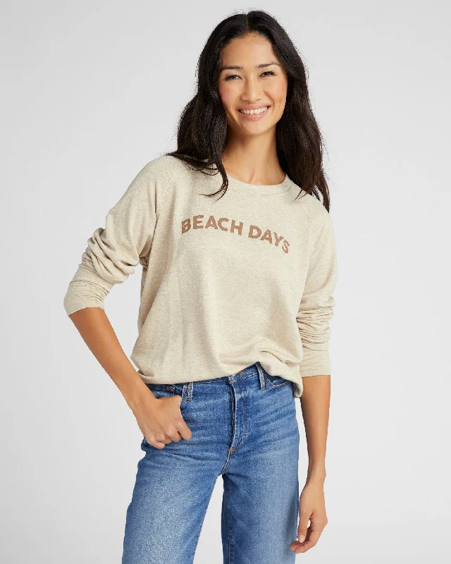 Beach Days Graphic Sweatshirt Hoodie with Drawstring Waist Adjustable Fitted