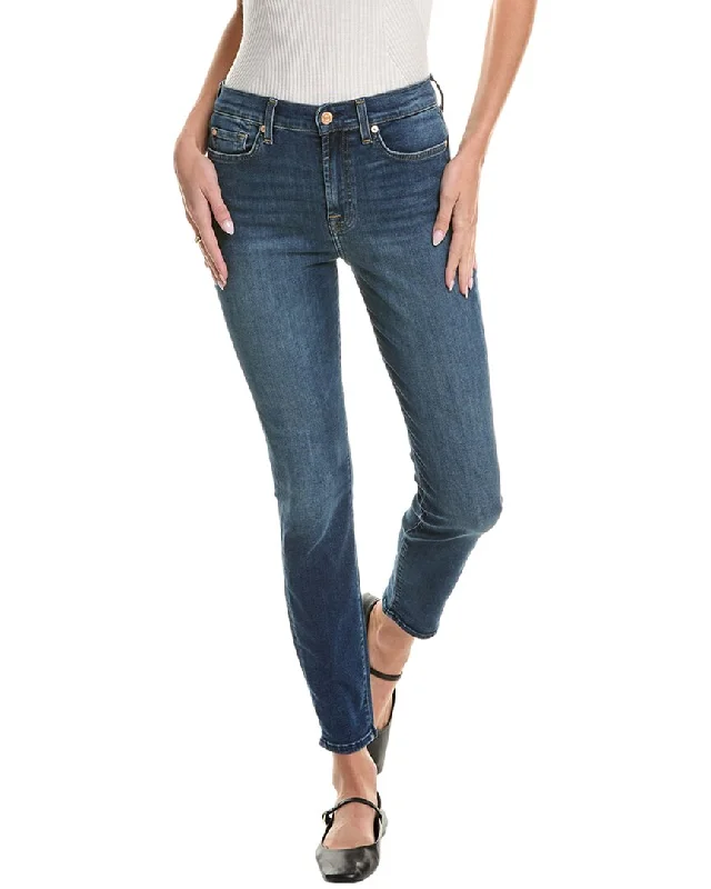 7 For All Mankind High-Waist Gwenevere Cambridge Skinny Jean Chic Rolled Cuff Denim Jeans