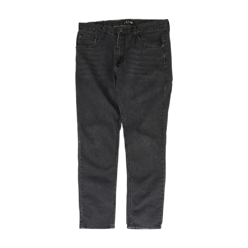 Black Solid Jeans Chic Dark-Wash Skinny Jeans