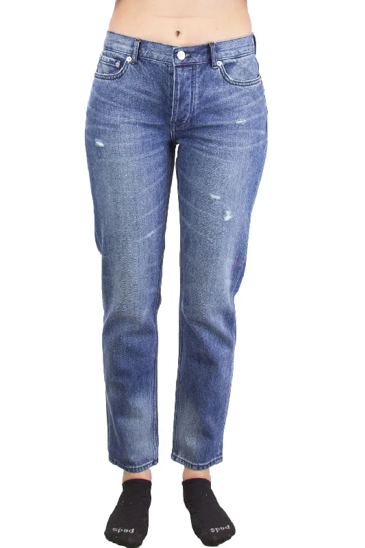 BLK DNM Women's Eggert Blue Straight Leg Jeans #WJ371001 24x30 $215 NWT Stylish Stone-Wash Denim Jeans